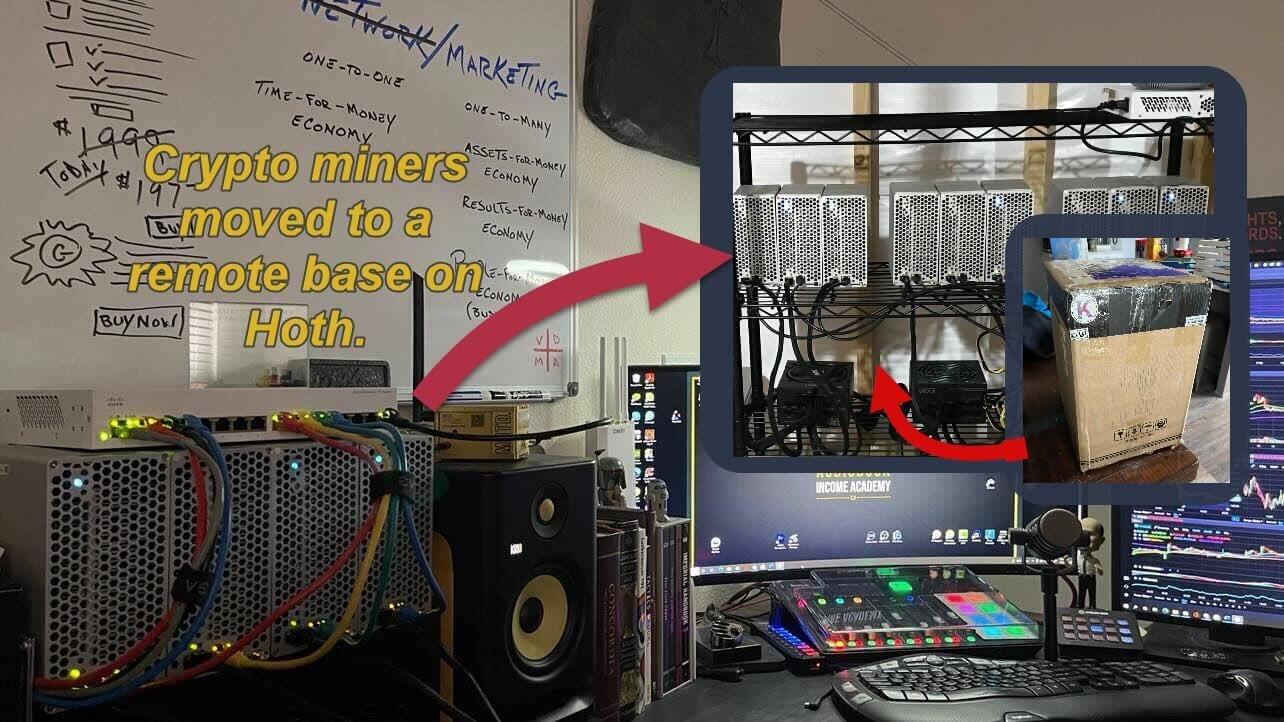 This is what a mini crypto mining farm might look like from an at home adventurer.