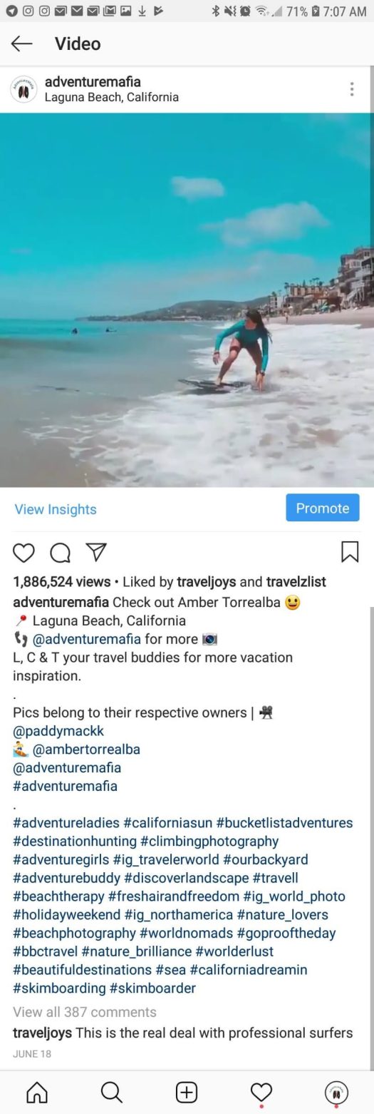 More reach than the pro surfer got, captured on this post.